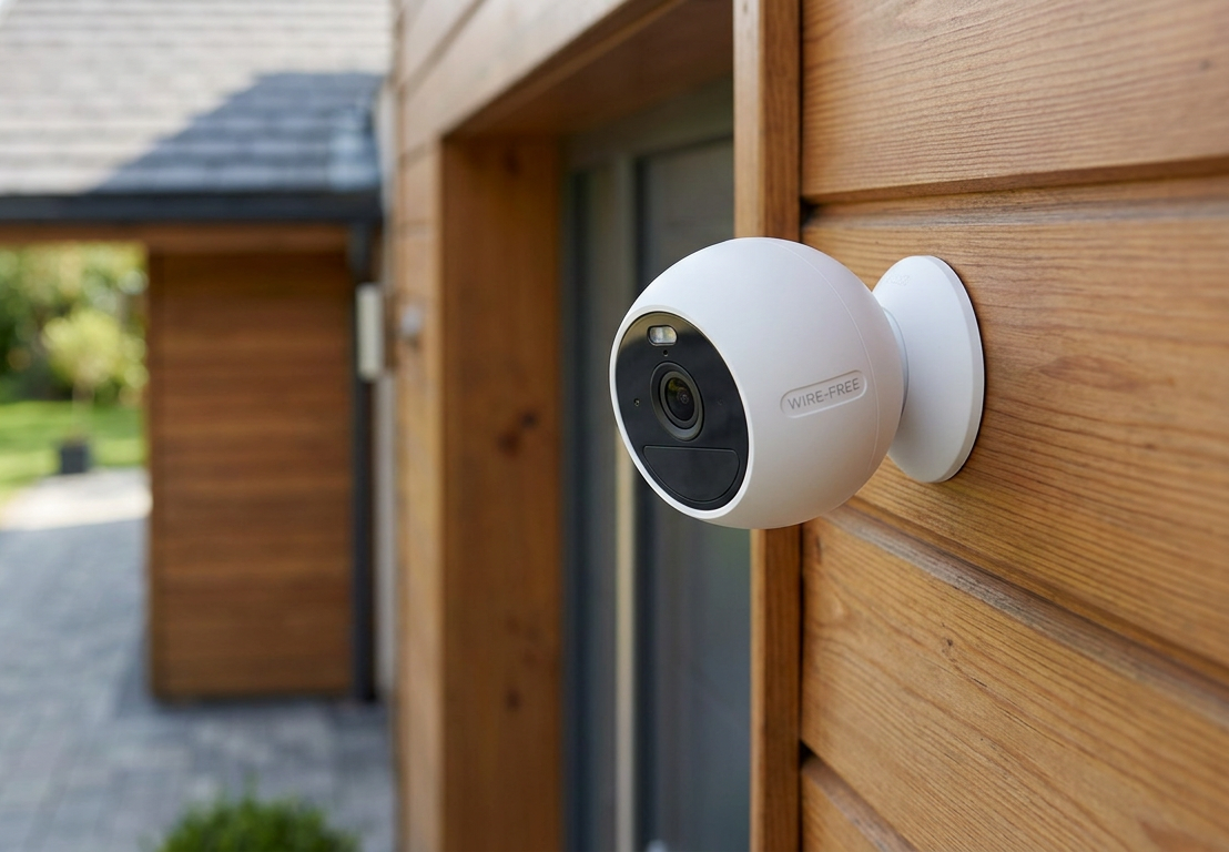 Wire-free security camera.